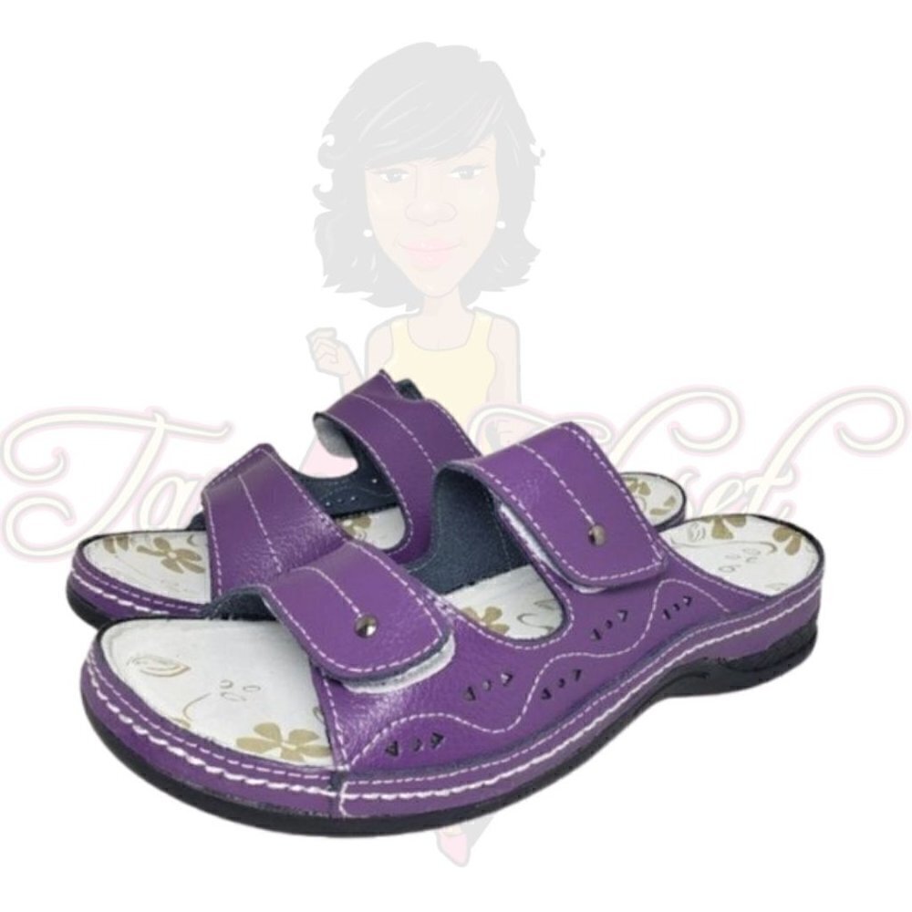Coolers Premier Purple Leather Open Toe Sandals
